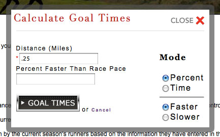 School Sports Sites Cross Country Goal Times